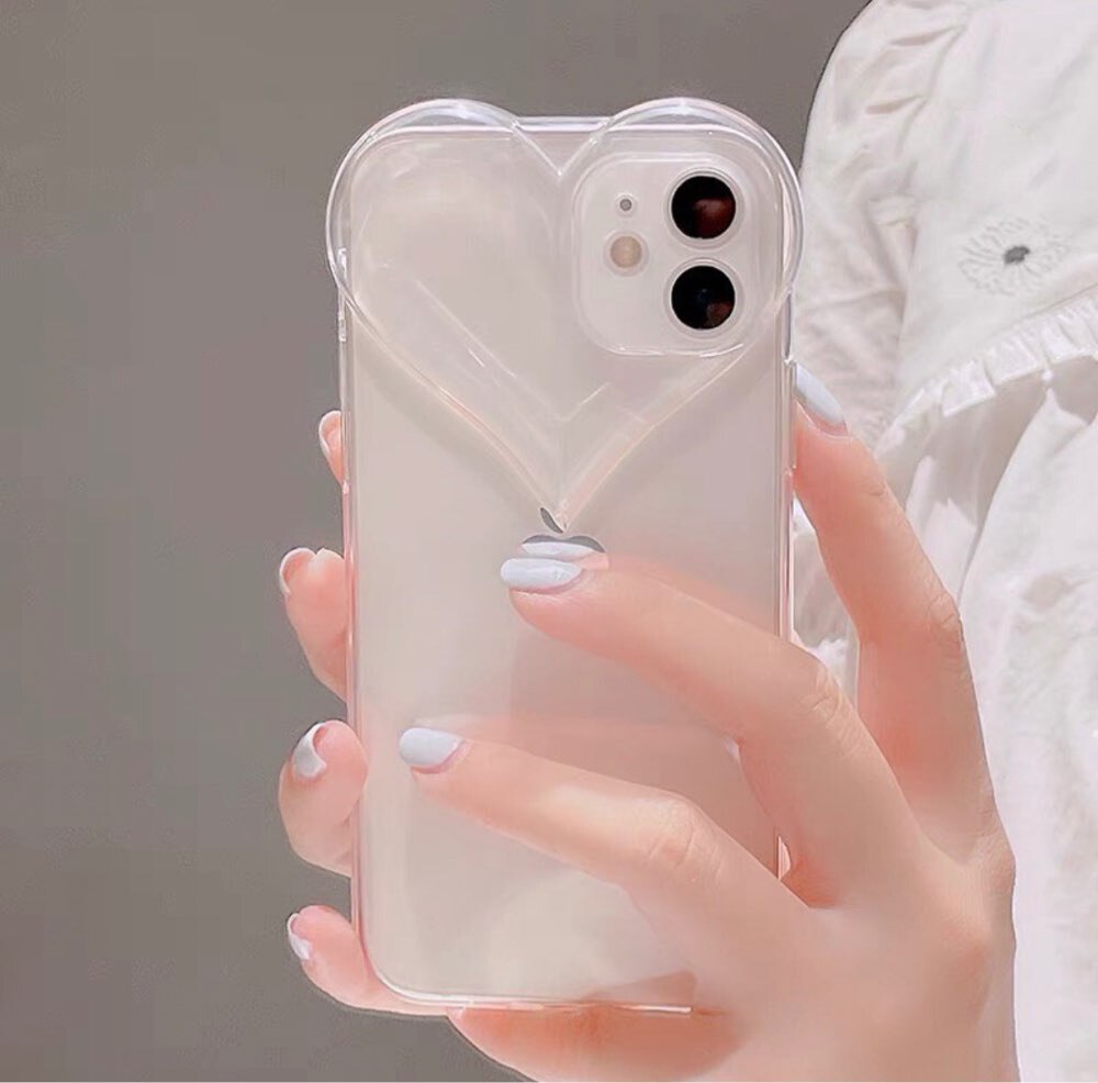 Clear 3D Heart Phone Case
