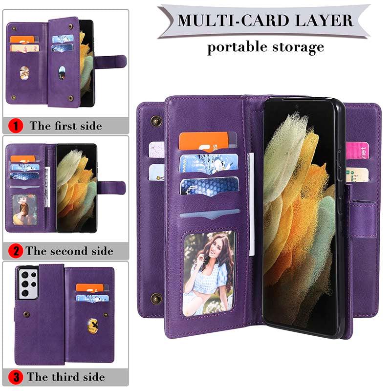 Caeouts Large Capacity Cardholder Phone Case For Galaxy