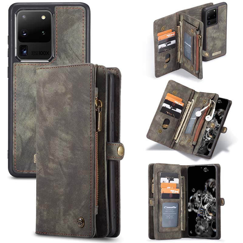 Caeouts Multifunctional Wallet PU Leather Case for Galaxy S20 Series