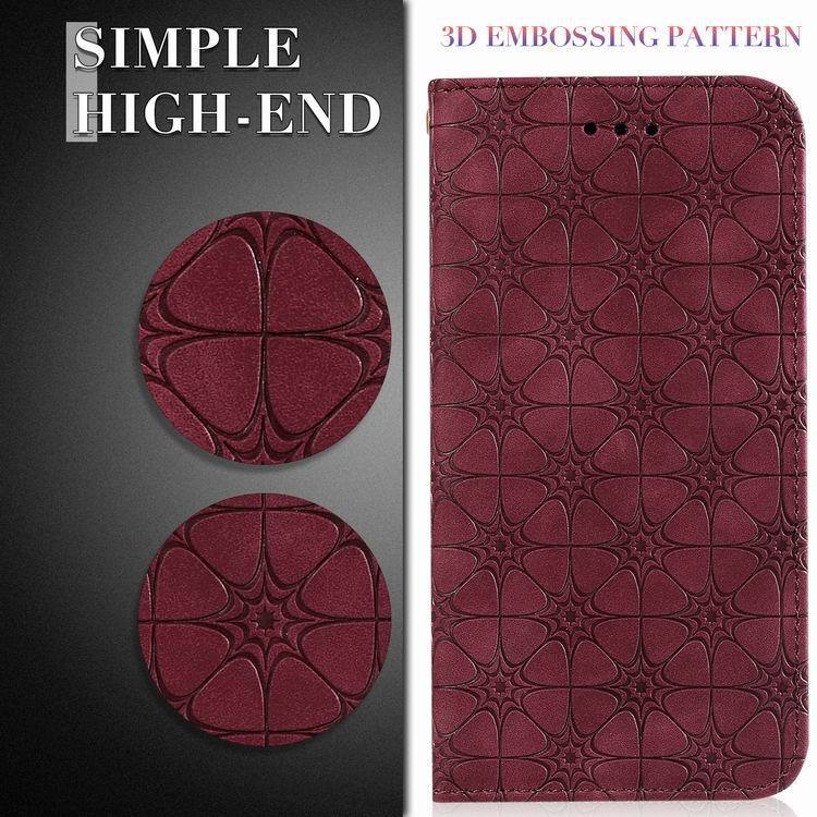 Lucky Flower Embossed Magnetic Flip Wallet Phone Case for Galaxy