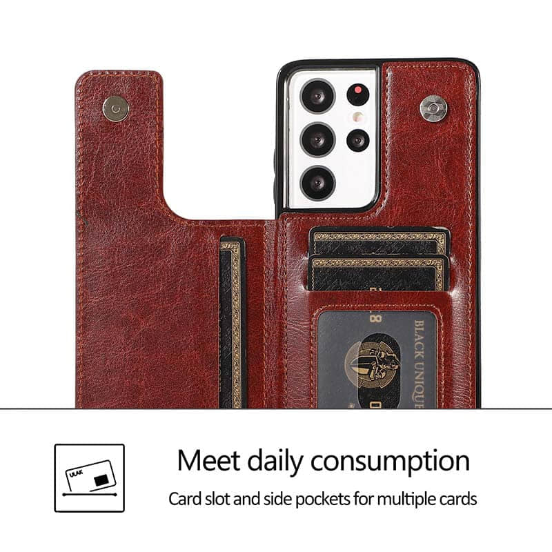 Caeouts Cardholder Leather Wallet Phone Case For Galaxy