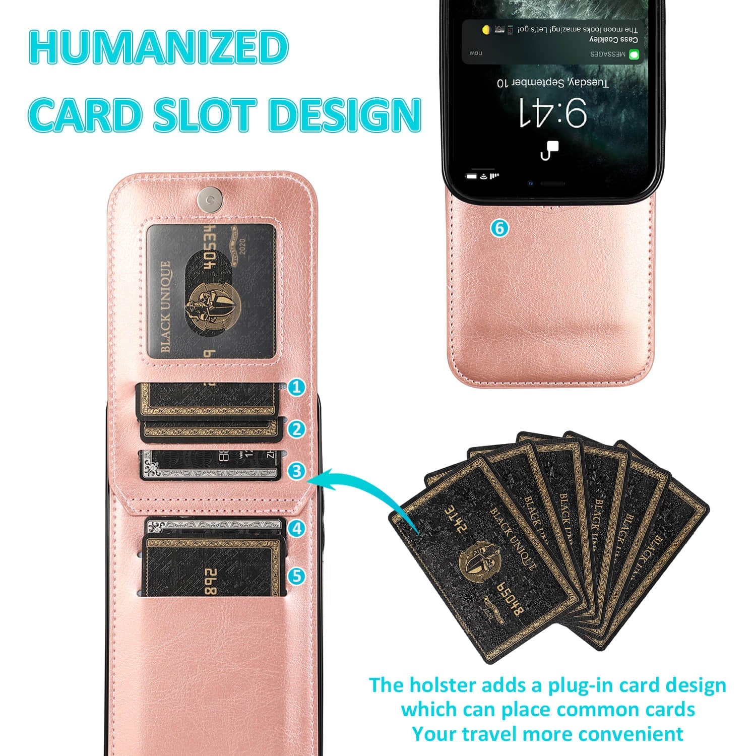 Caeouts Bracket Card Slot Phone Case Rose Gold