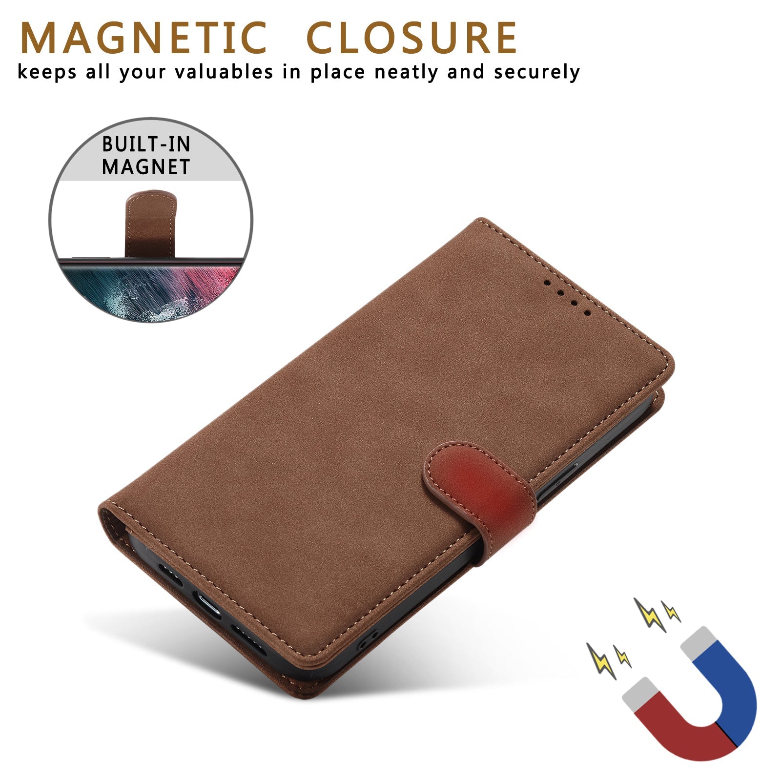 Caeouts Magnetic Wallet RFID Phone Case for Samsung Galaxy