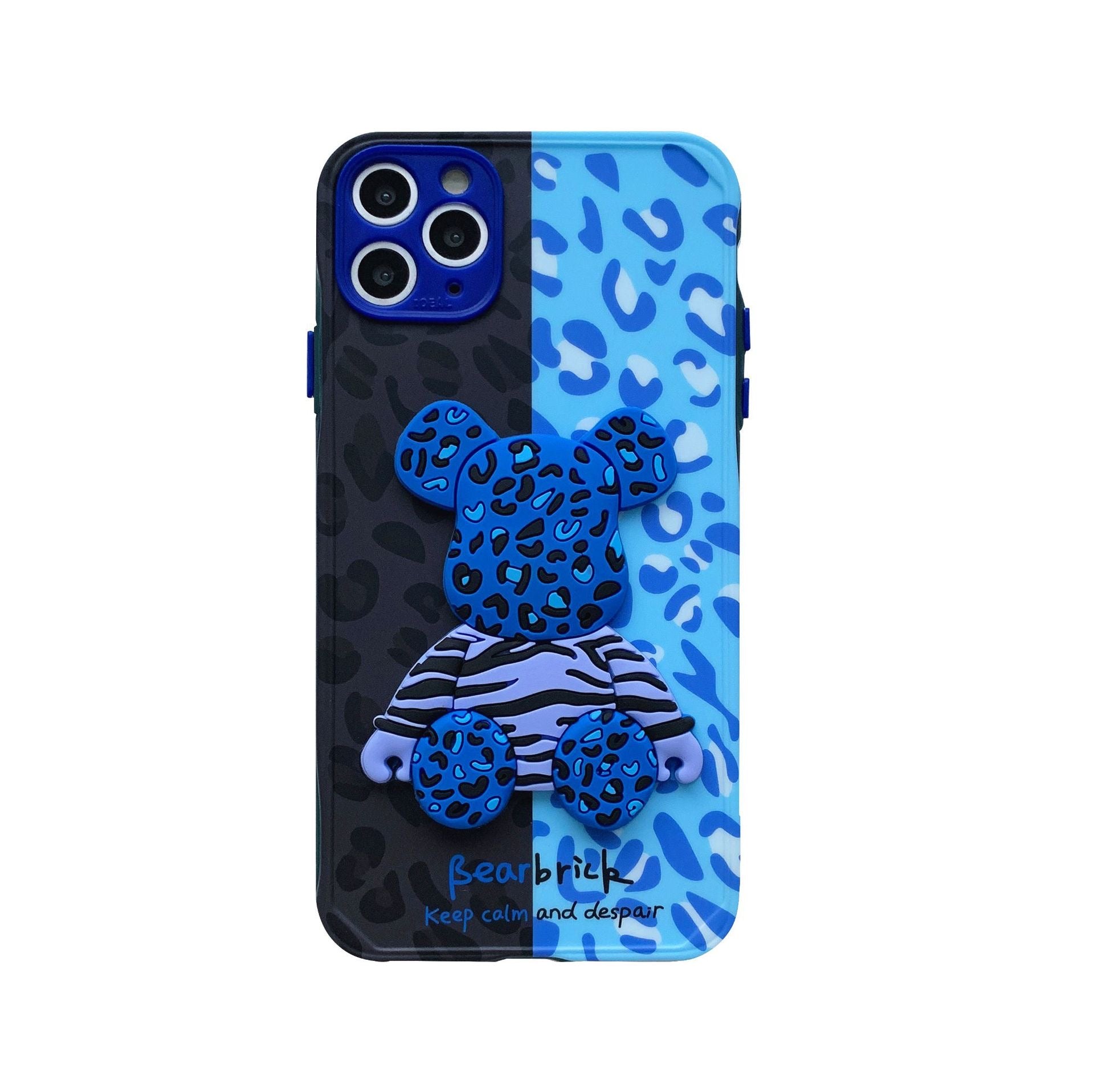 3D Colorblock Leopard Violent Bear Phone Case