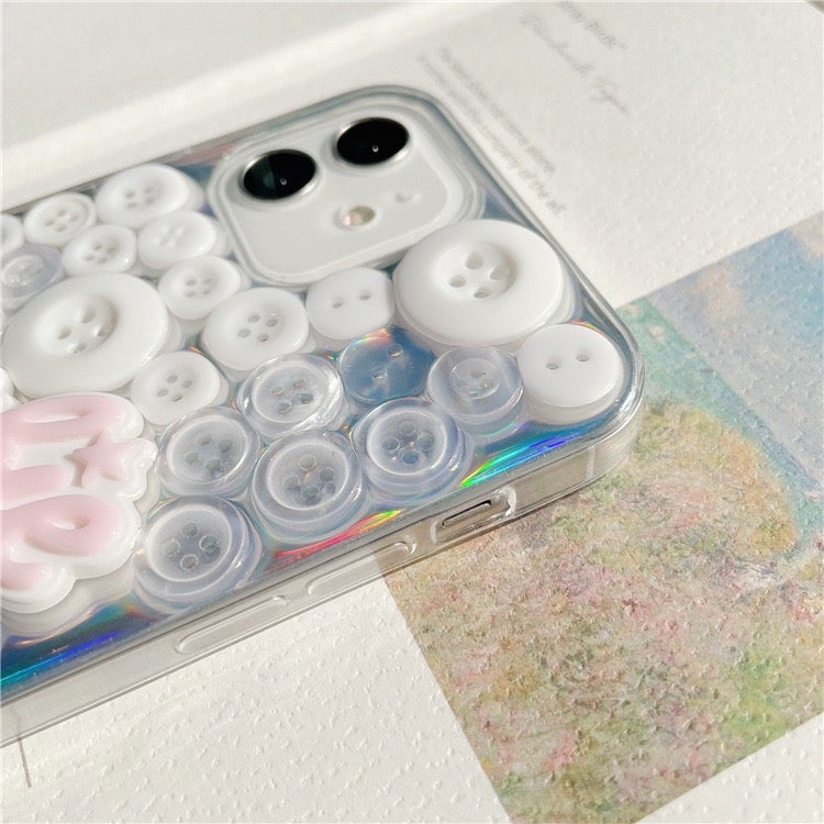 3D Colorful Buttons Soft Phone Case with Laser Card