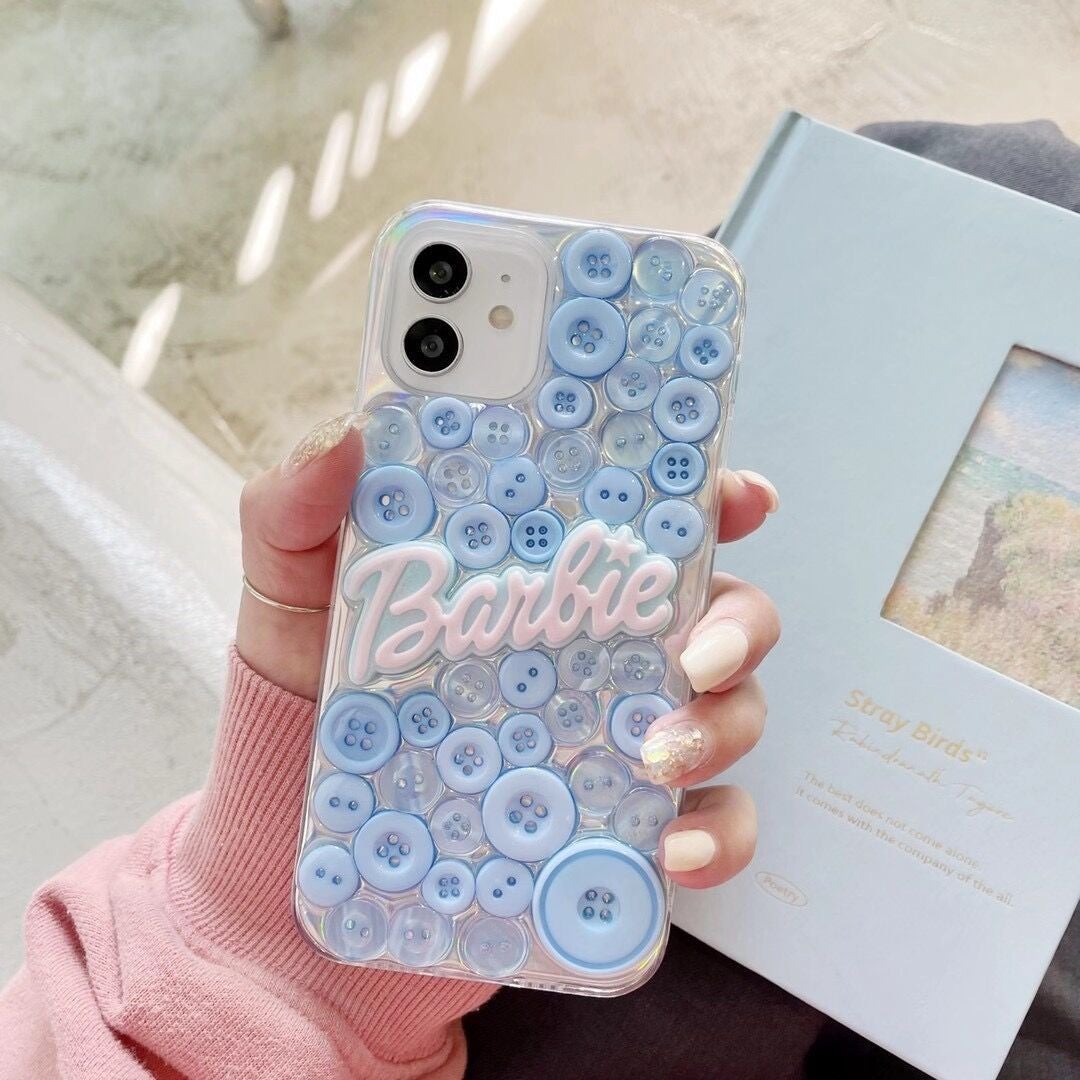 3D Colorful Buttons Soft Phone Case with Laser Card