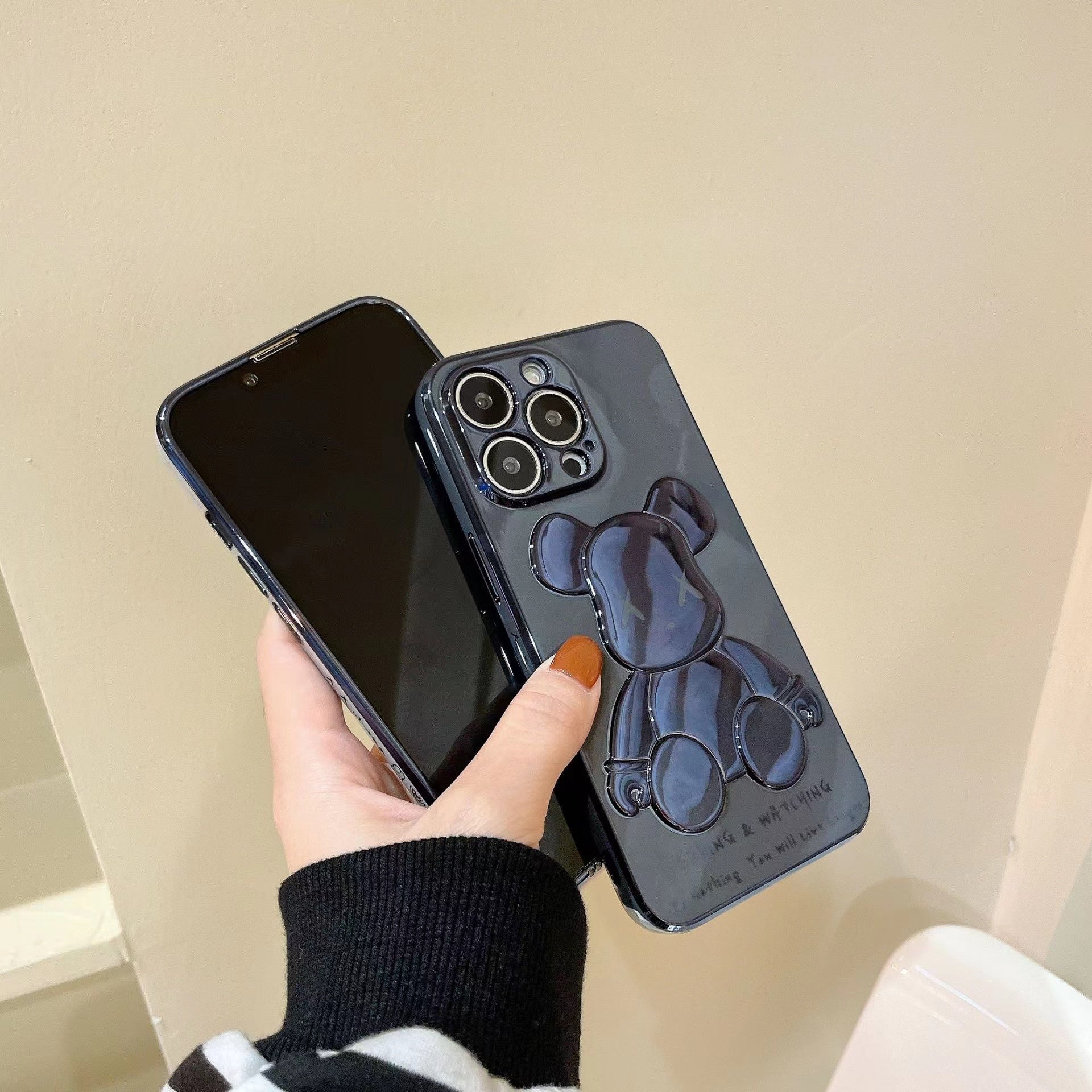 3D Contrast Color Do Nothing Live Longer Plating Phone Case