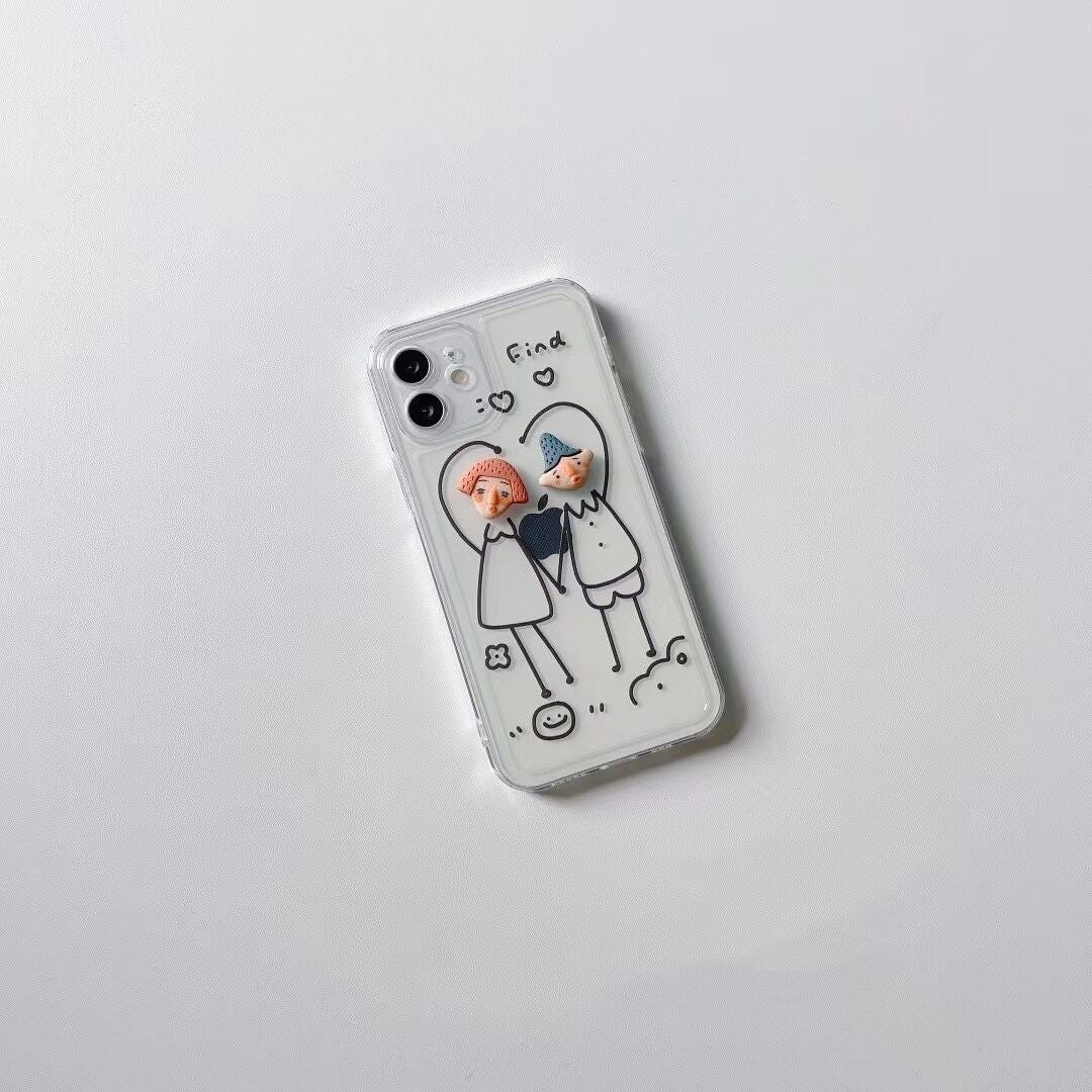 3D Cute Lover Transparent Phone Case