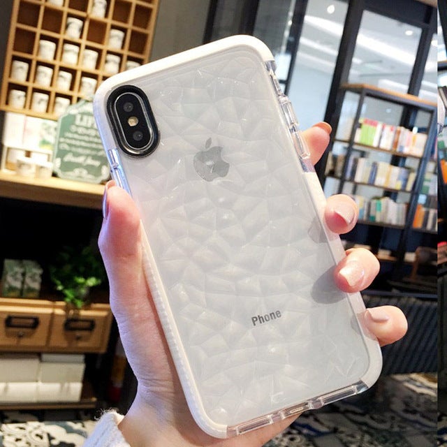3D Diamond Texture Clear Phone Case