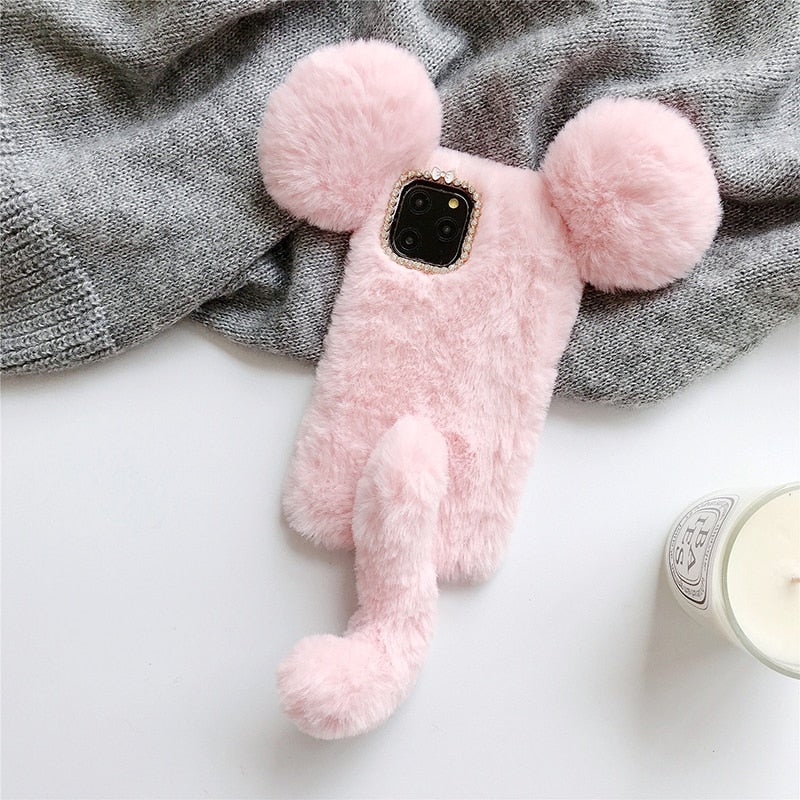 3D Fluffy Ears with Tail Phone Case