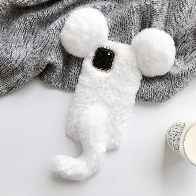 3D Fluffy Ears with Tail Phone Case