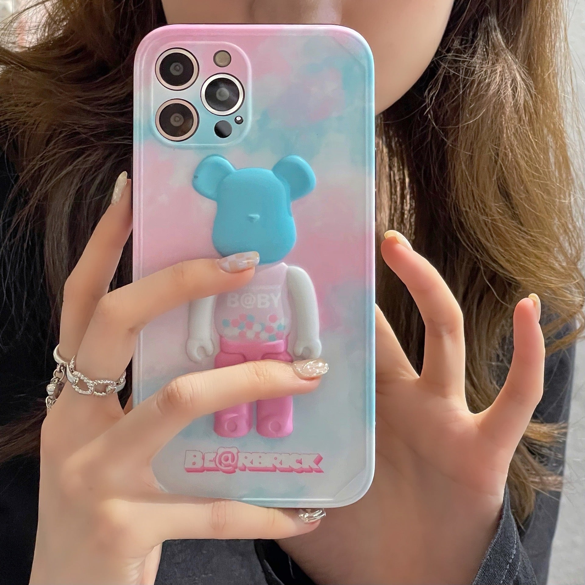 3D Gradient Candy Color Bearbrick Phone Case