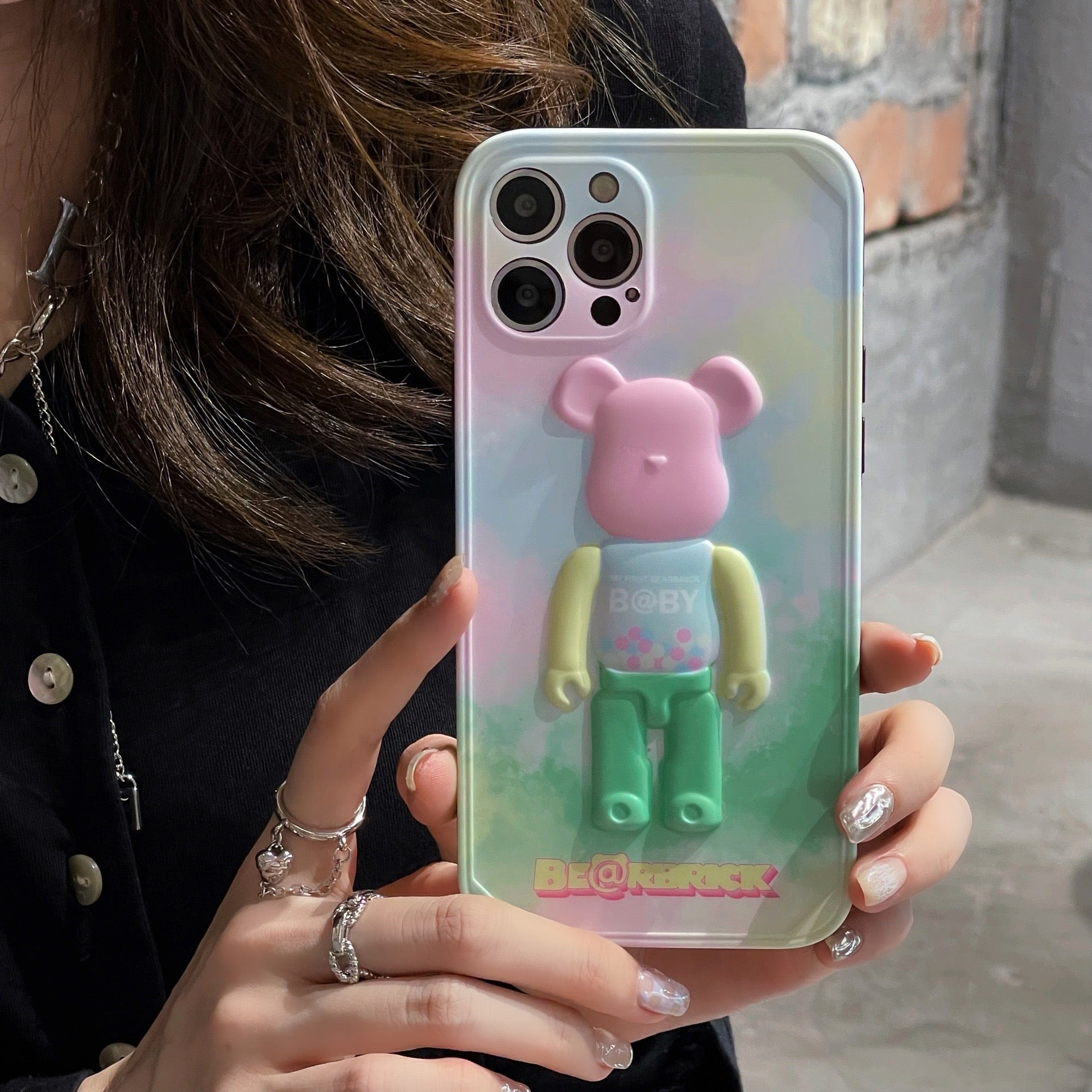 3D Gradient Candy Color Bearbrick Phone Case