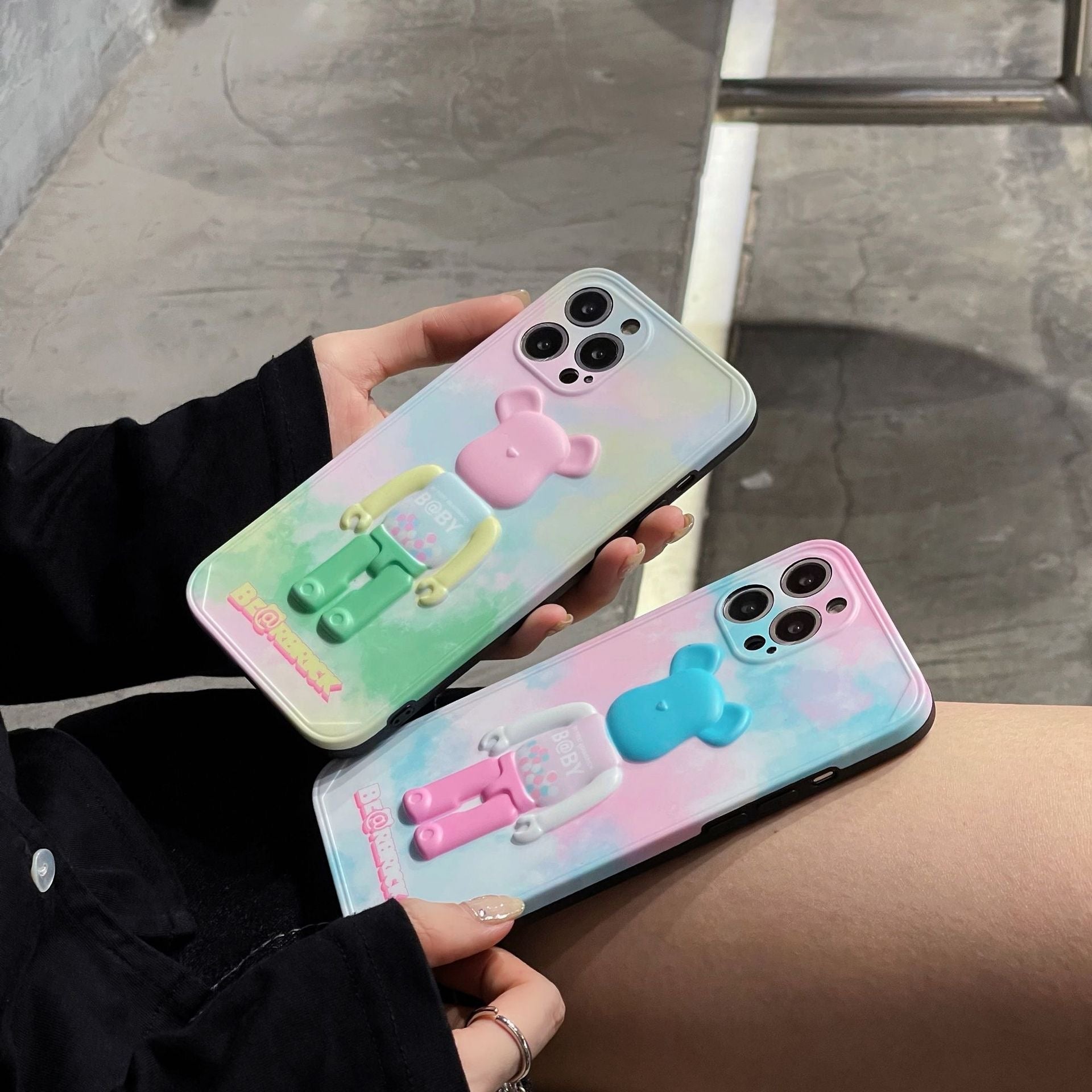 3D Gradient Candy Color Bearbrick Phone Case