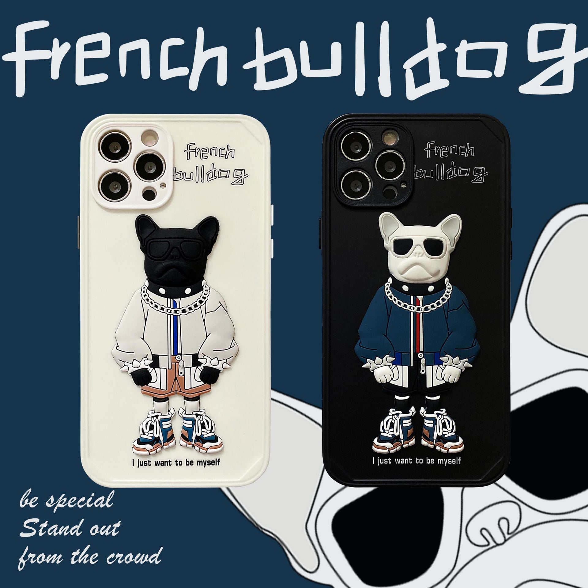 3D Hip- Hop French Pulldog Phone Case