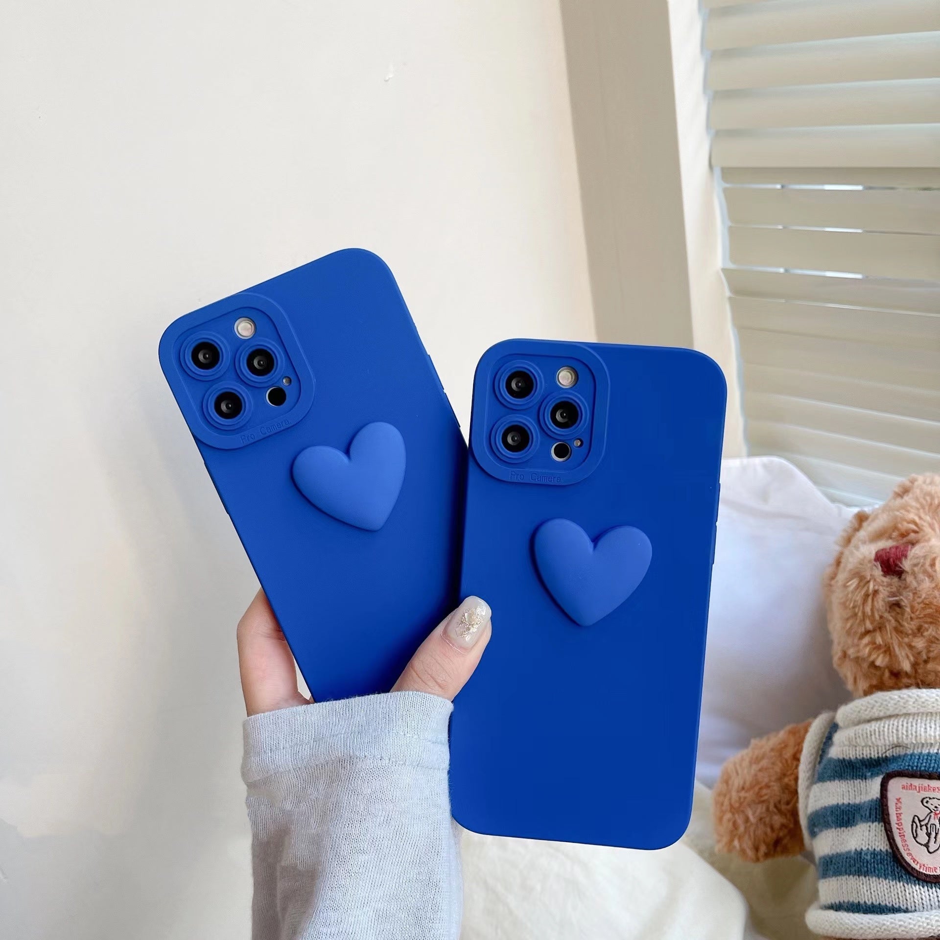 3D Klein Blue Heart Shape Phone Case