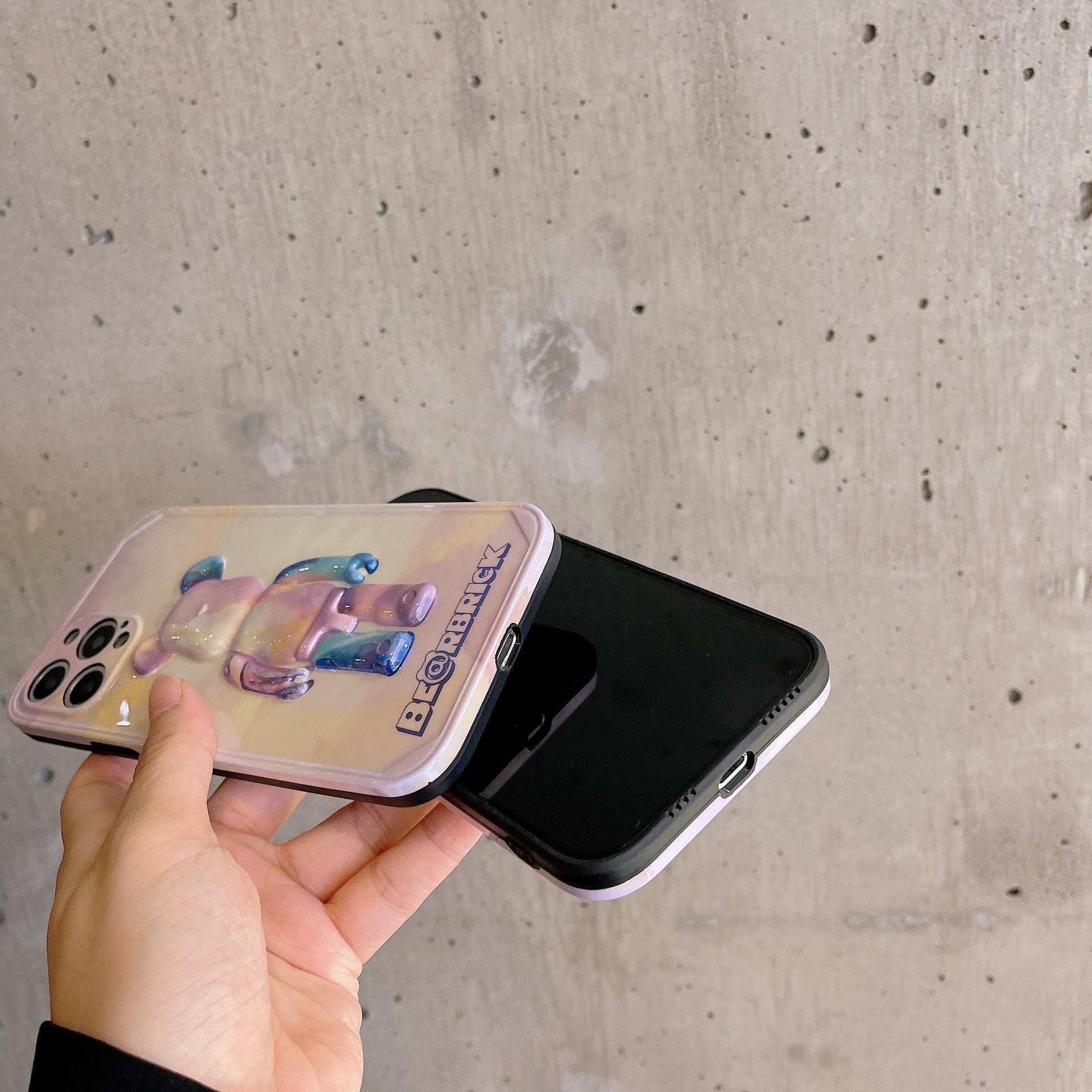 3D Marbled Bearbrick Phone Case