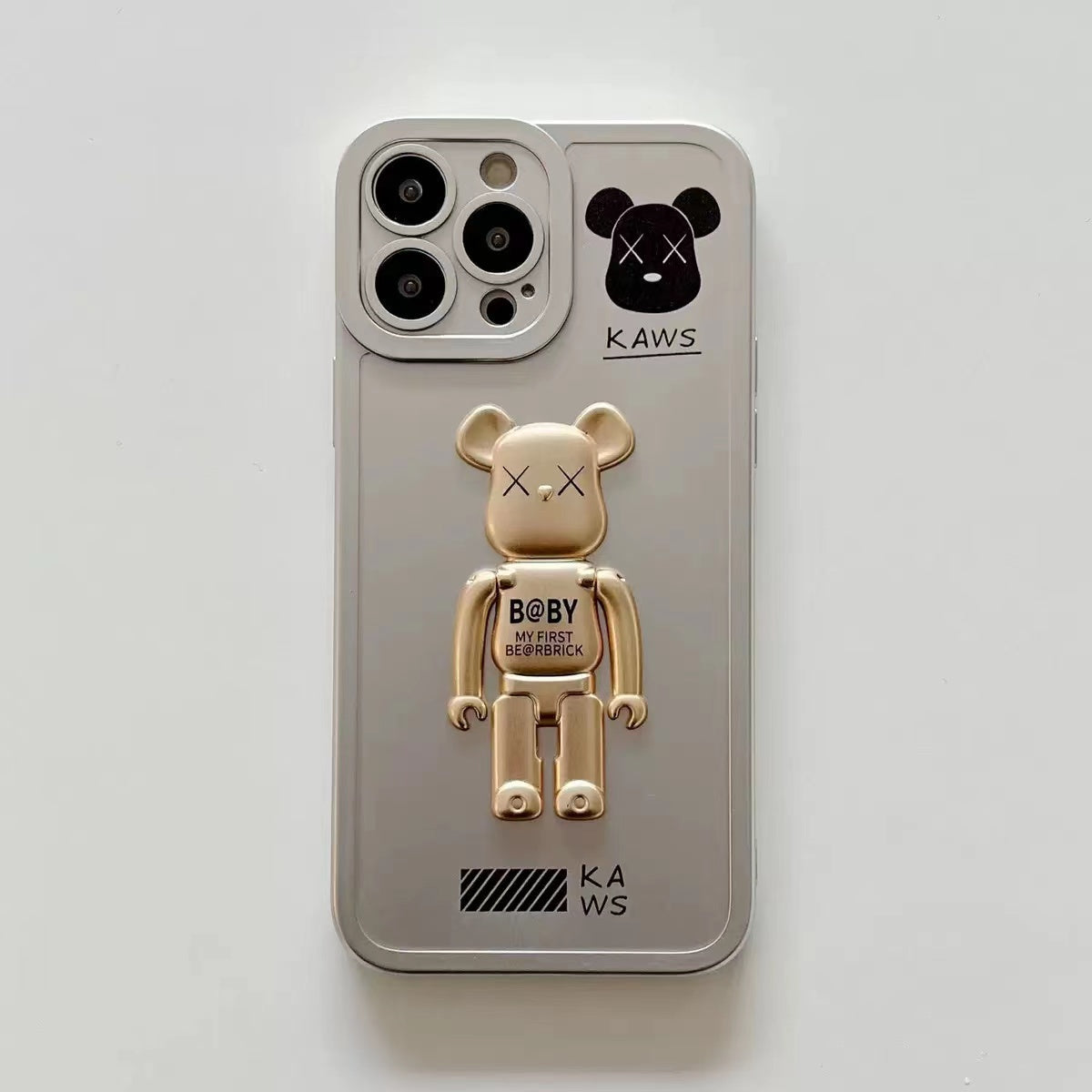 3D Matte Plating Bearbrick Bracket Phone Case