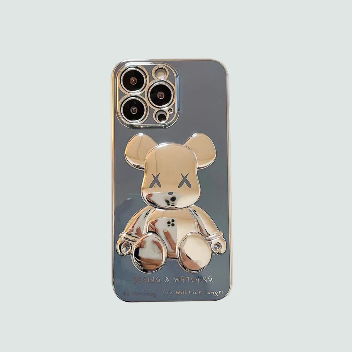 3D Phone Case | Black Electroplate Bear