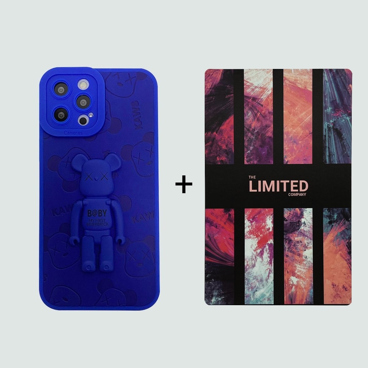 3D Phone Case | Blue Bearbrick Push-up With Monogram
