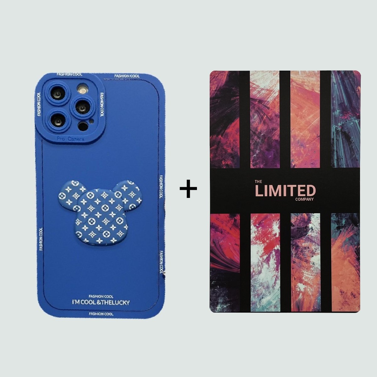 3D Phone Case | Blue Monogram Bear