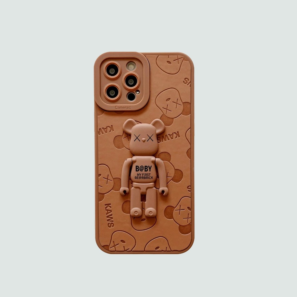 3D Phone Case | Brown Bearbrick Push-up With Monogram