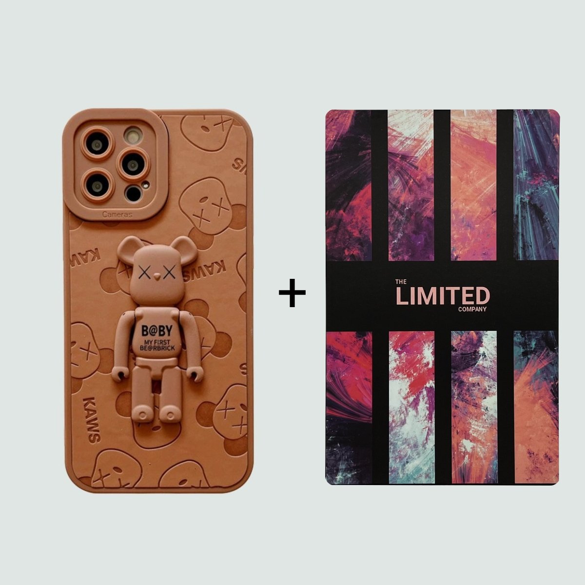 3D Phone Case | Brown Bearbrick Push-up With Monogram
