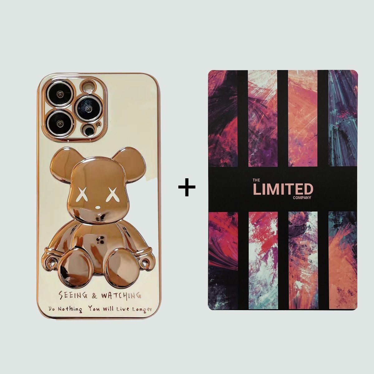 3D Phone Case | White Gold Electroplate Bear