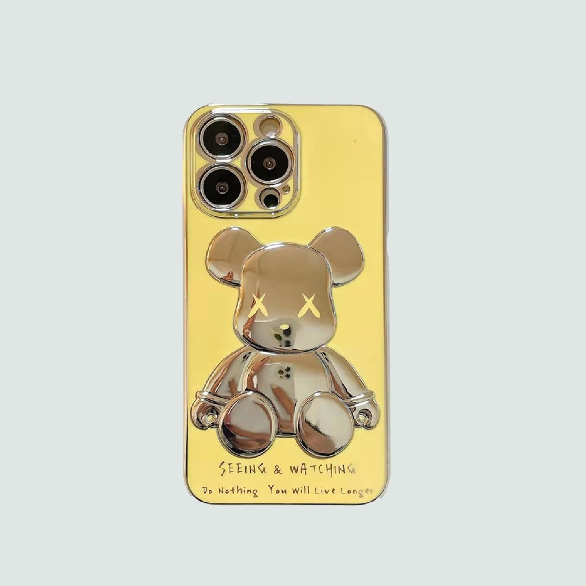 3D Phone Case | Yellow Gold Electroplate Bear