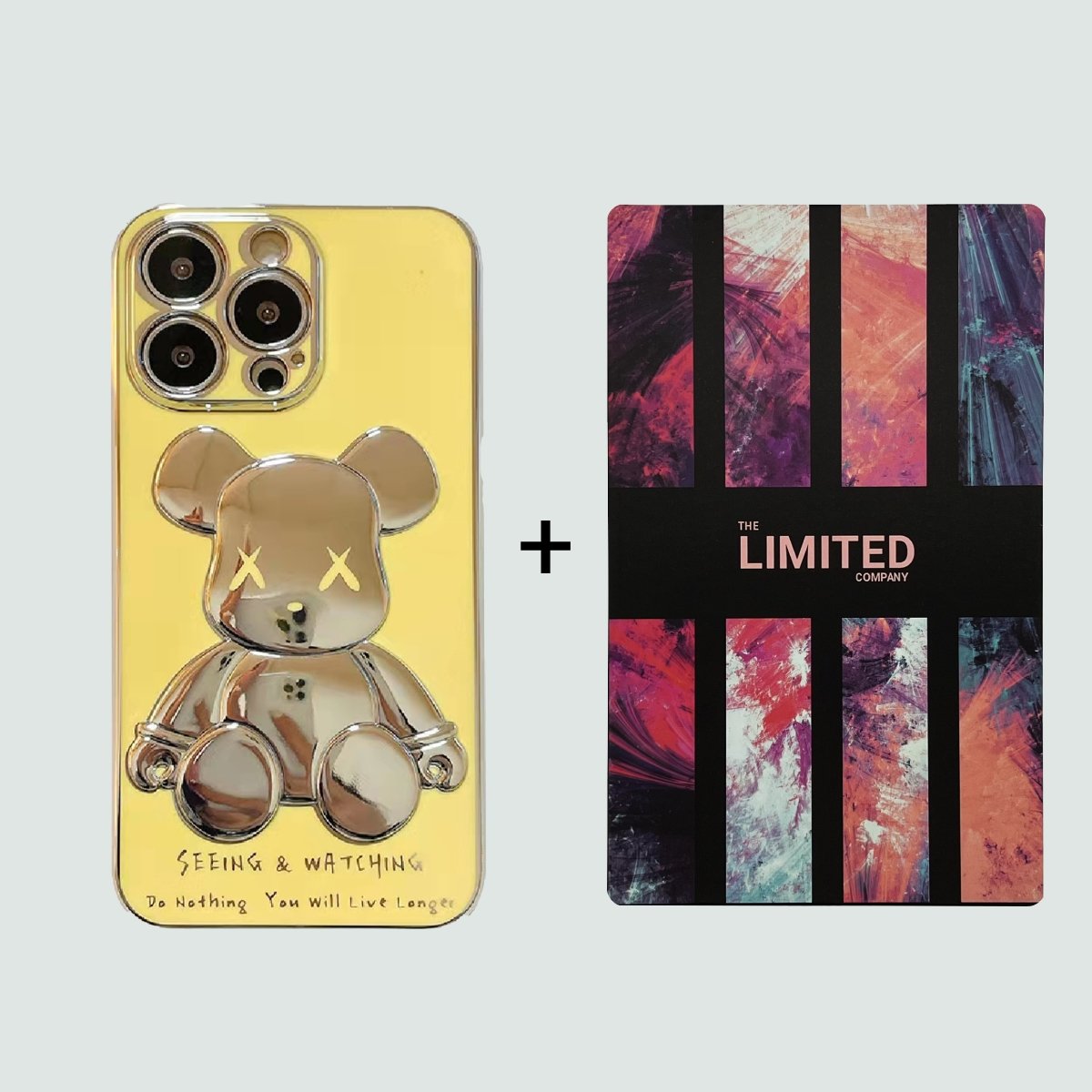 3D Phone Case | Yellow Gold Electroplate Bear