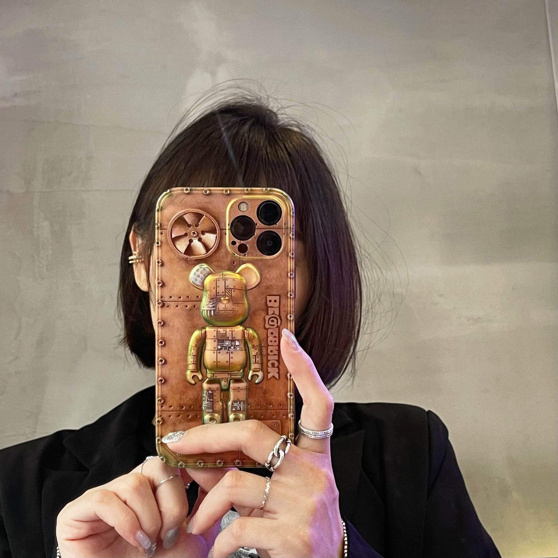 3D Retro Mechanical Bearbrick Phone Case