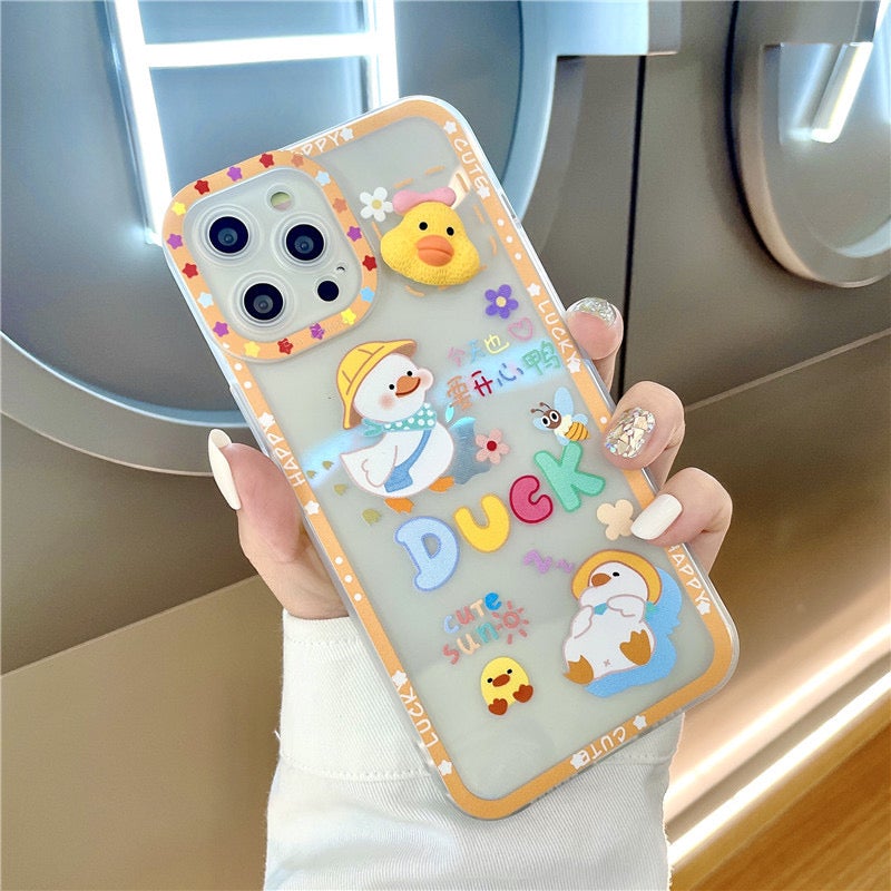 3D Rotatable Duck Cartoon Soft Phone Case