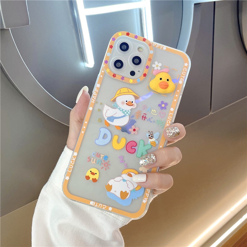 3D Rotatable Duck Cartoon Soft Phone Case