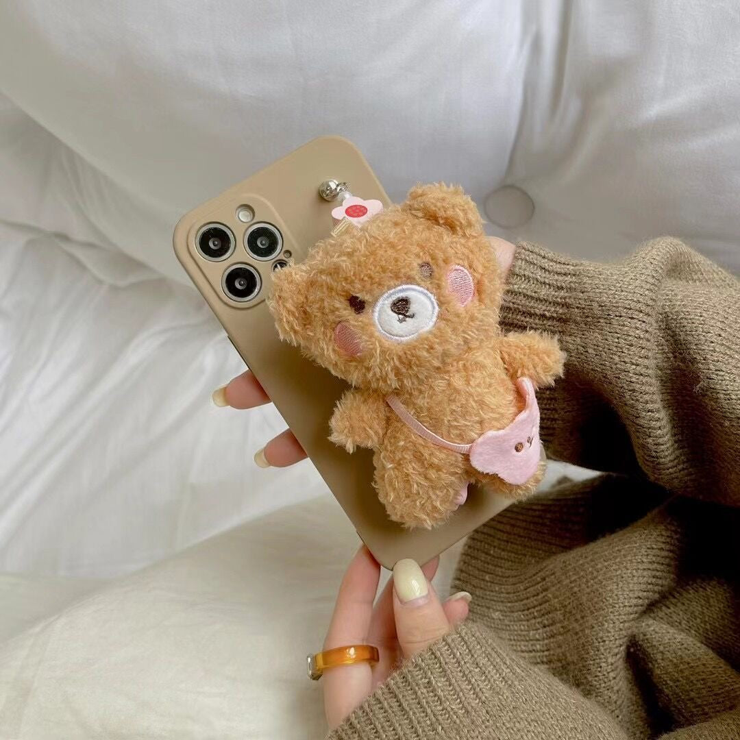 3D Satchel Bear Hand Strap Phone Case