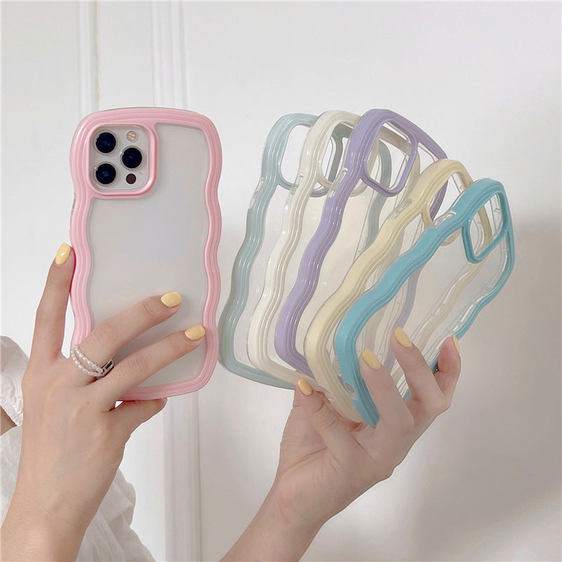 3D Solid Color Wave Edge Phone Case