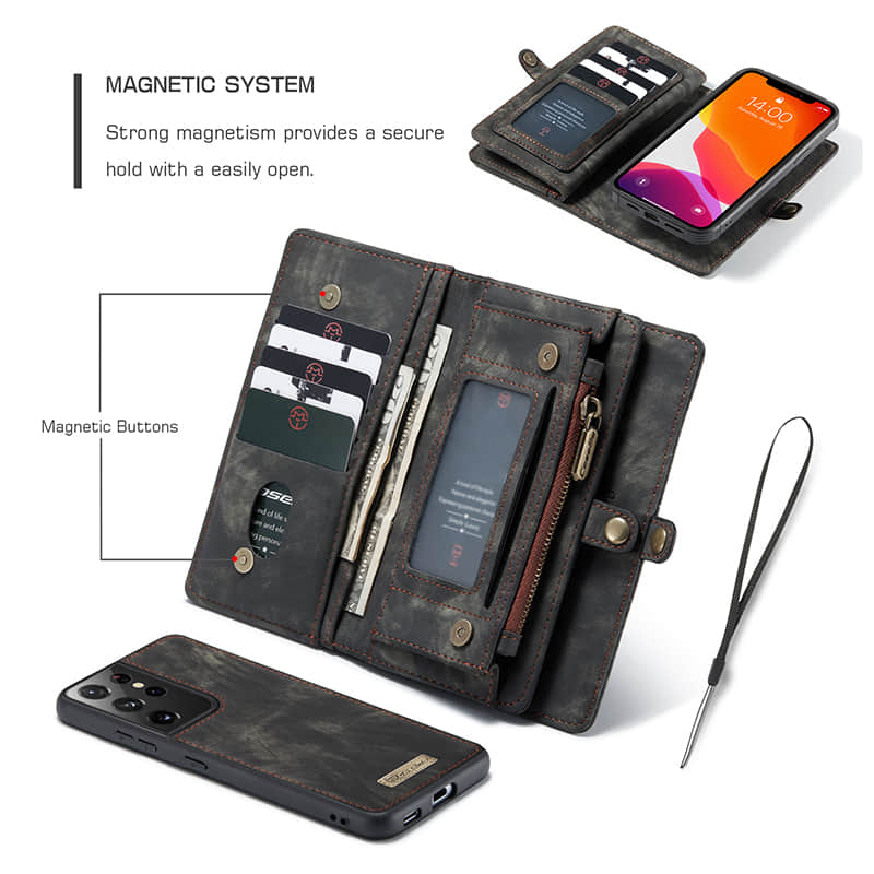 Caeouts Multifunctional Wallet PU Leather Case for Galaxy
