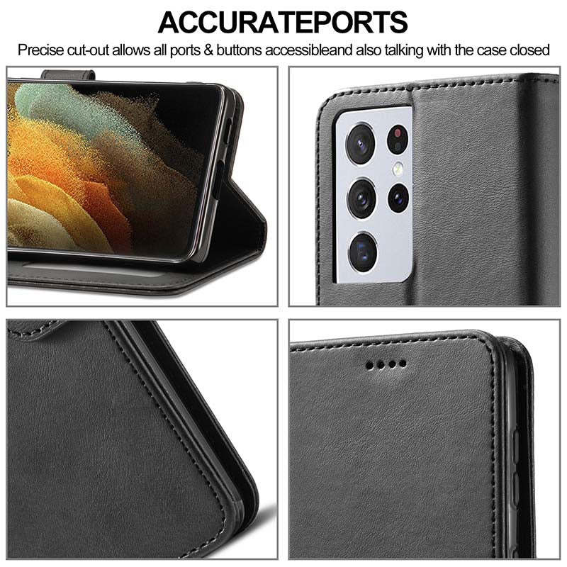 Caeouts Leather Wallet Flip Phone Case For Galaxy