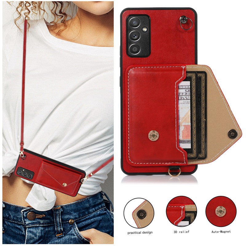 Caeouts Wallet Phone Case Crossbody Leather Phone Case For Galaxy