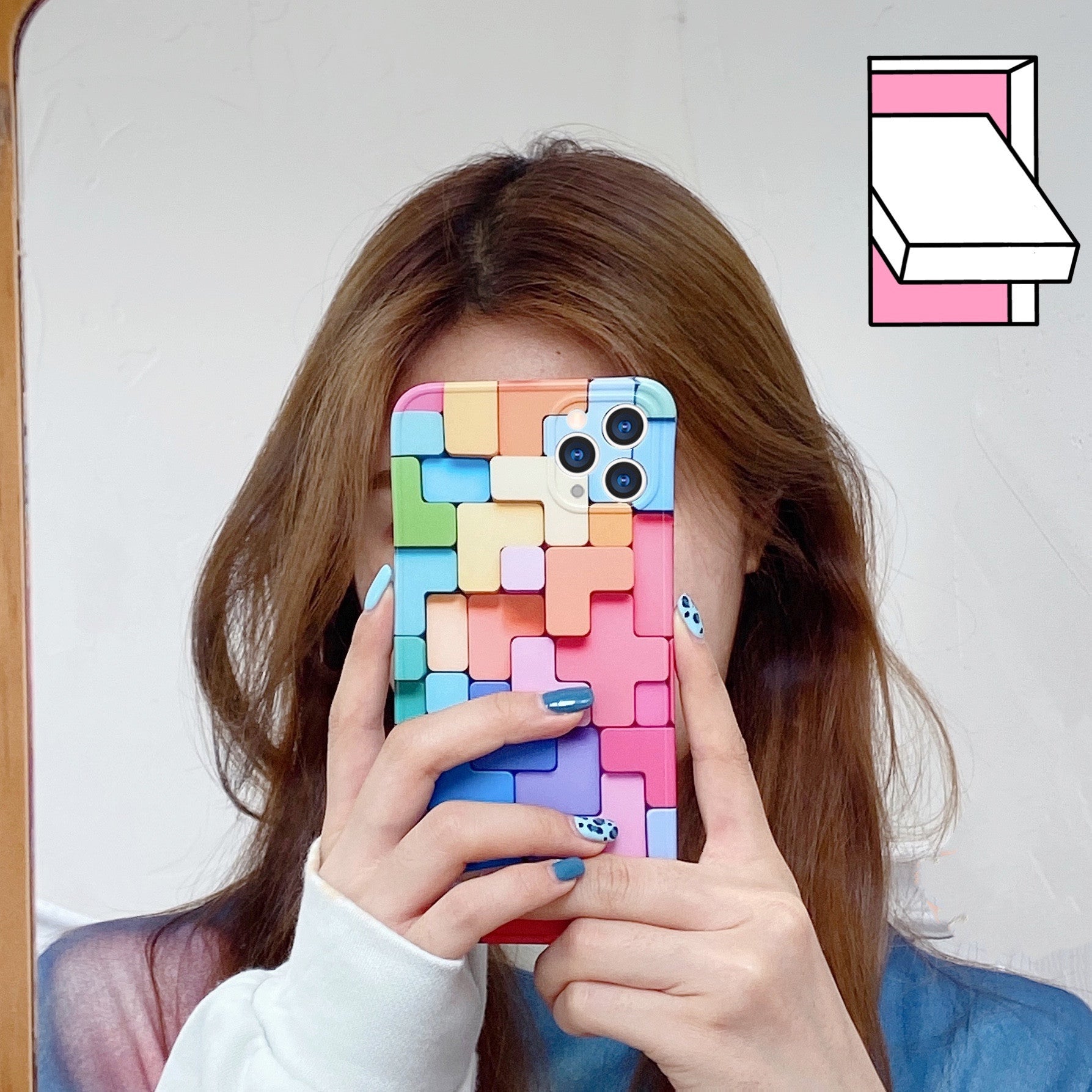 3D Visual Colorful Square Splicing Phone Case