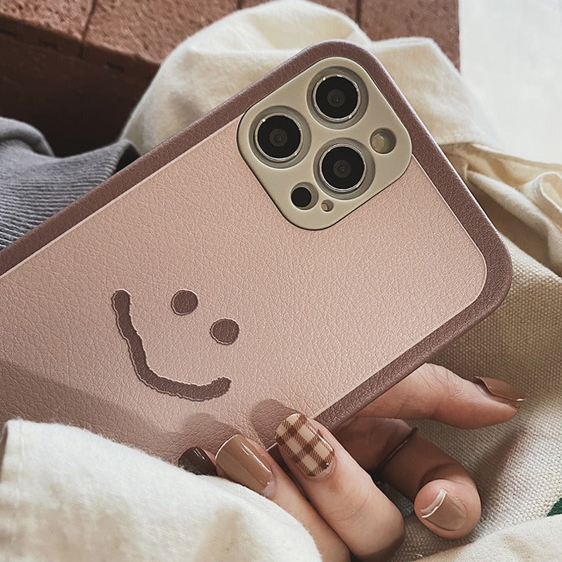 Smiley Face Leather iPhone Case