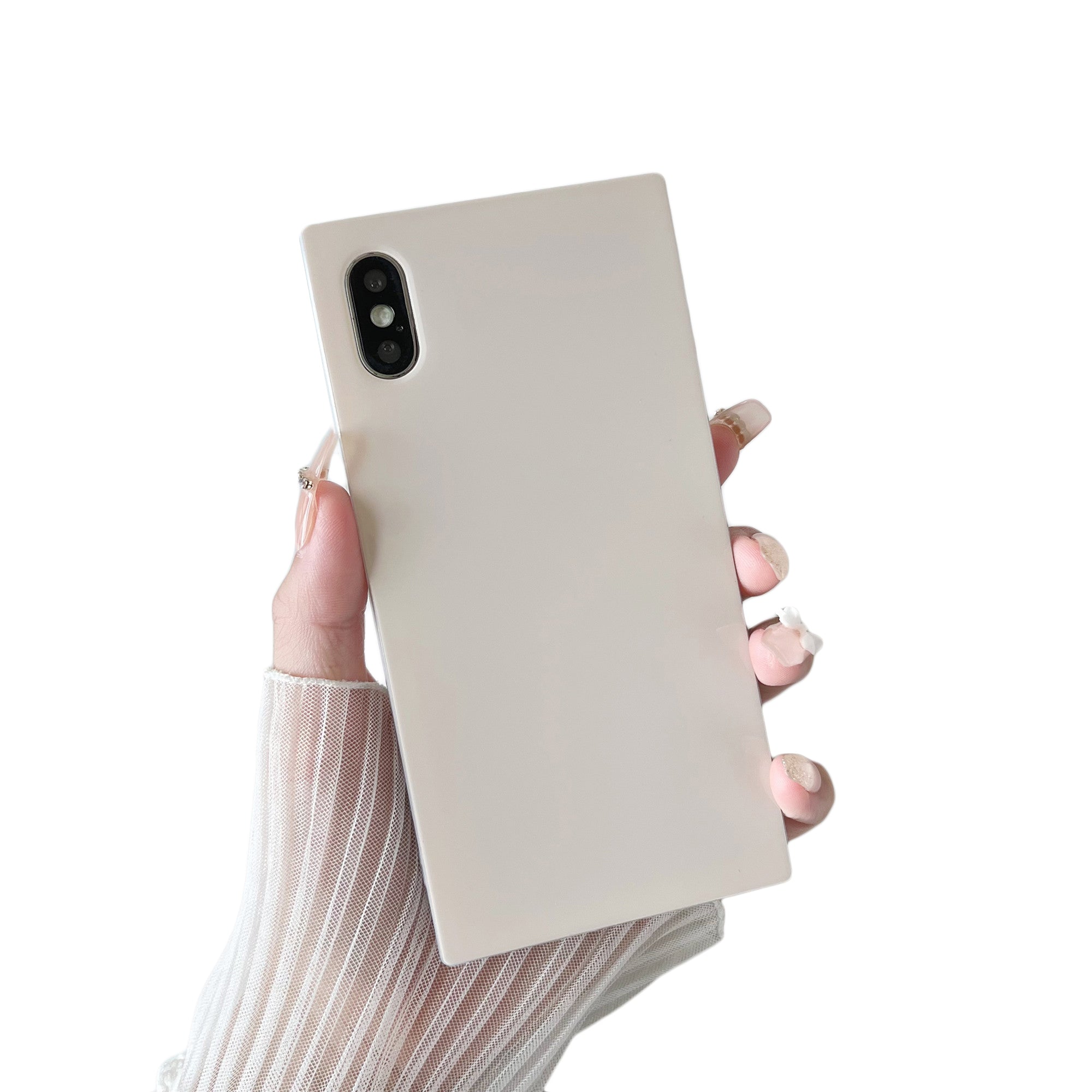 iPhone XS Max Case Square Neutral Plain Color (Antique White)