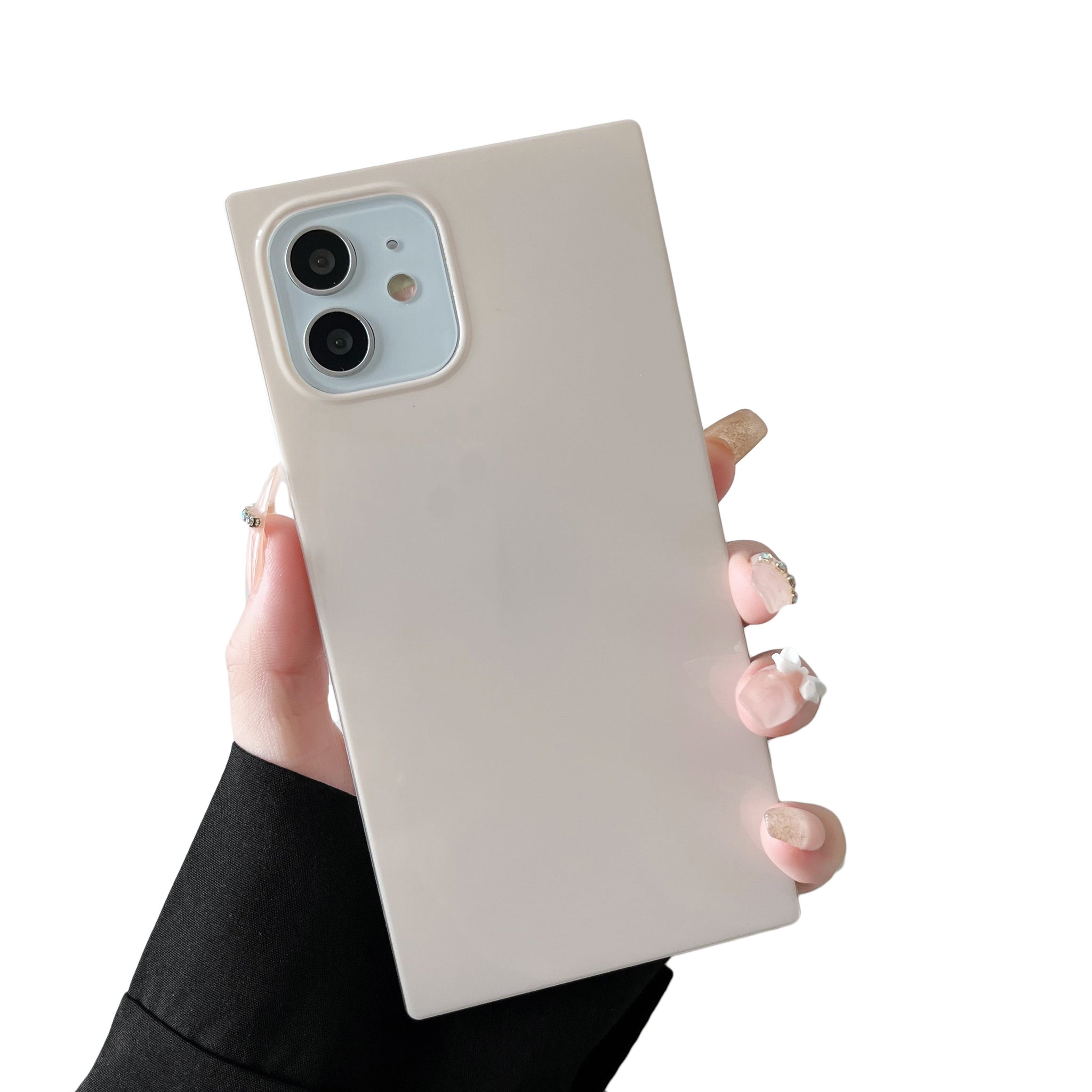 iPhone 12 Pro Max Case Square Neutral Plain Color (Antique White)