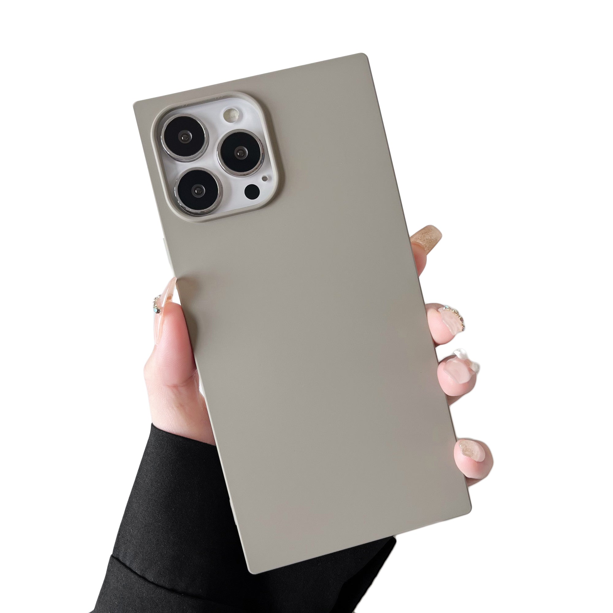 iPhone 12/12 Pro Case Square Silicone Neutral Color (Asphalt Gray)