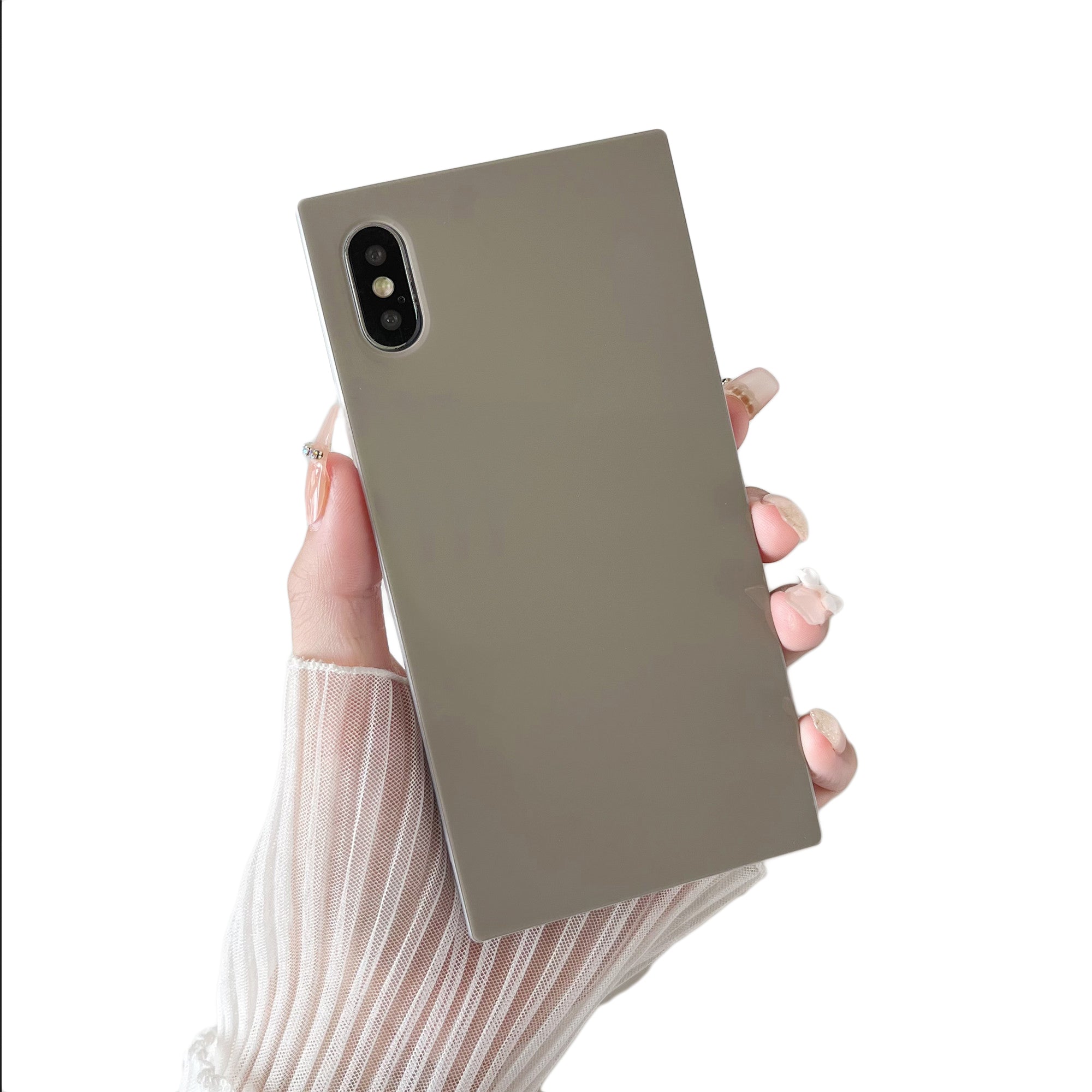 iPhone XR Case Square Neutral Plain Color (Asphalt Gray)