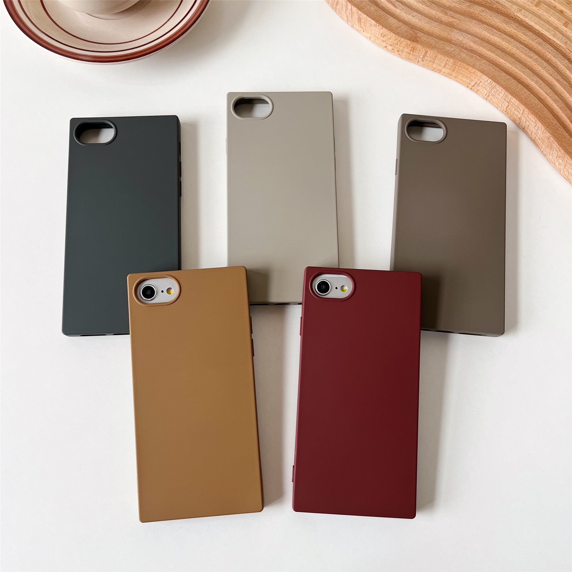 iPhone SE 2022/SE 2020/iPhone 8/7 Case Square Silicone Neutral Color (Asphalt Gray)