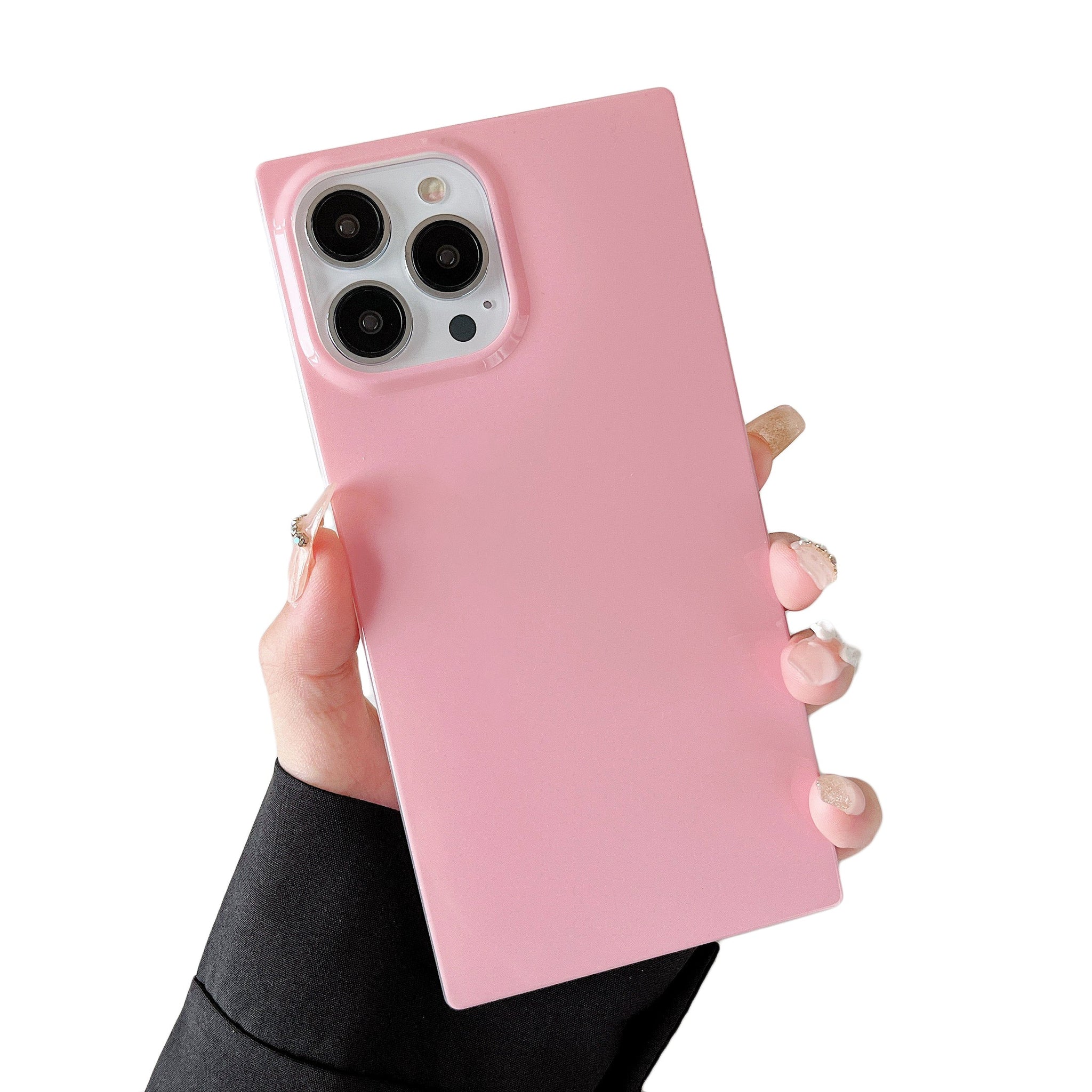iPhone 13 mini Case Square Pastel Plain Color (Baby Pink)