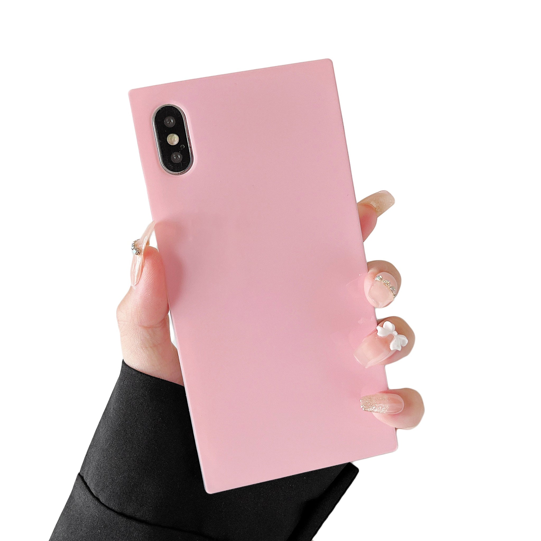 iPhone XR Case Square Pastel Plain Color (Baby Pink)