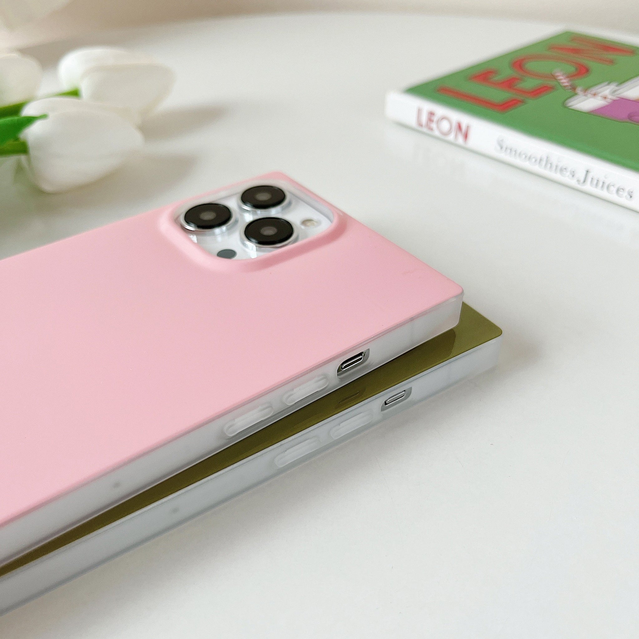 iPhone 13 Pro Case Square Pastel Plain Color (Baby Pink)