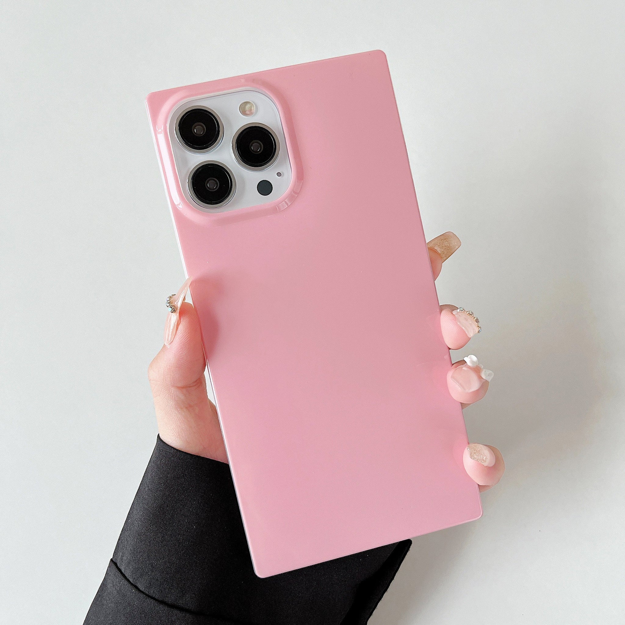 iPhone 13 Pro Case Square Pastel Plain Color (Baby Pink)