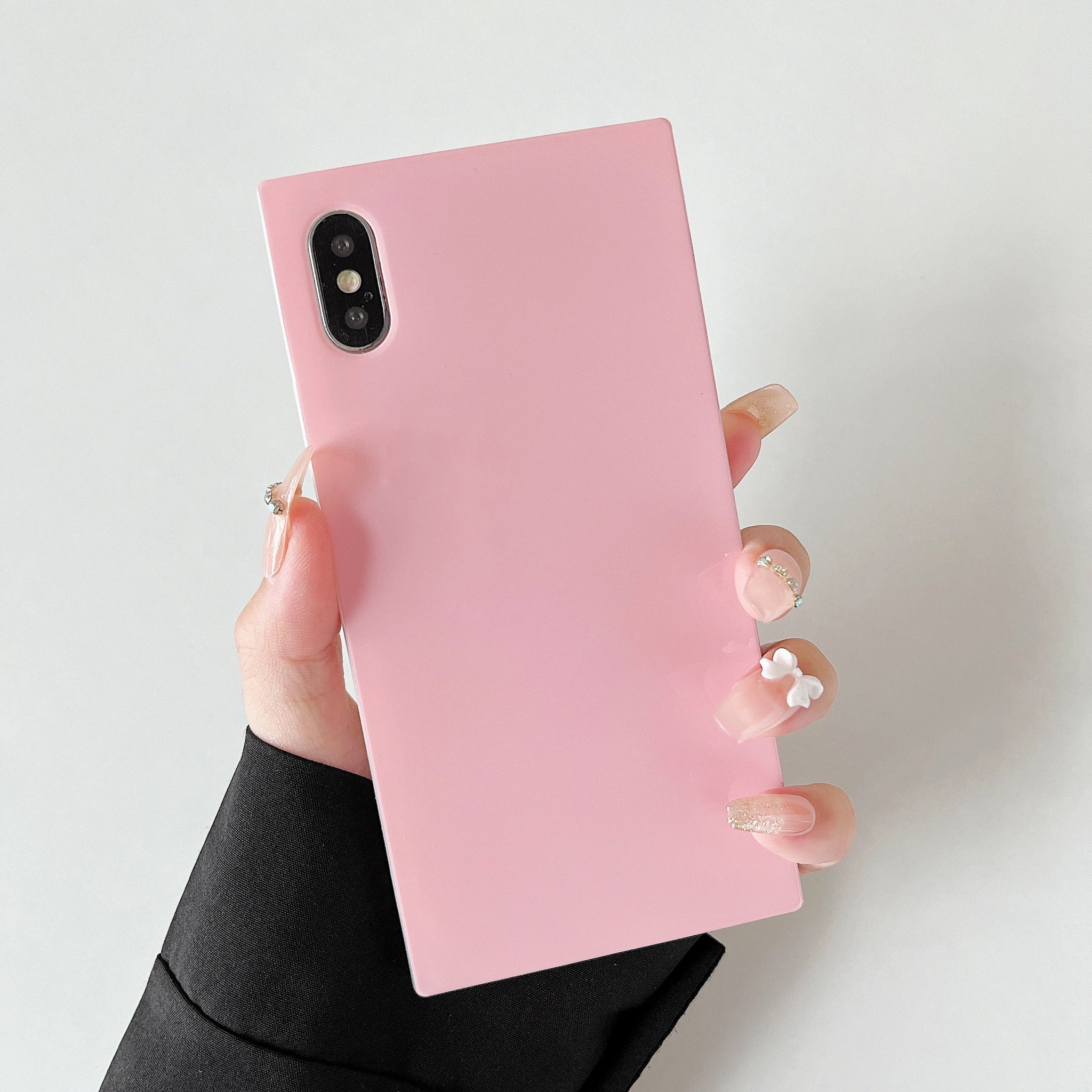 iPhone XR Case Square Pastel Plain Color (Baby Pink)